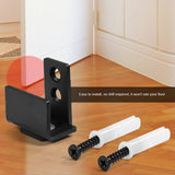 1pc Black Steel Hardware Sliding Barn Door Bottom Wall Mount Floor Guide with Screws - Side View