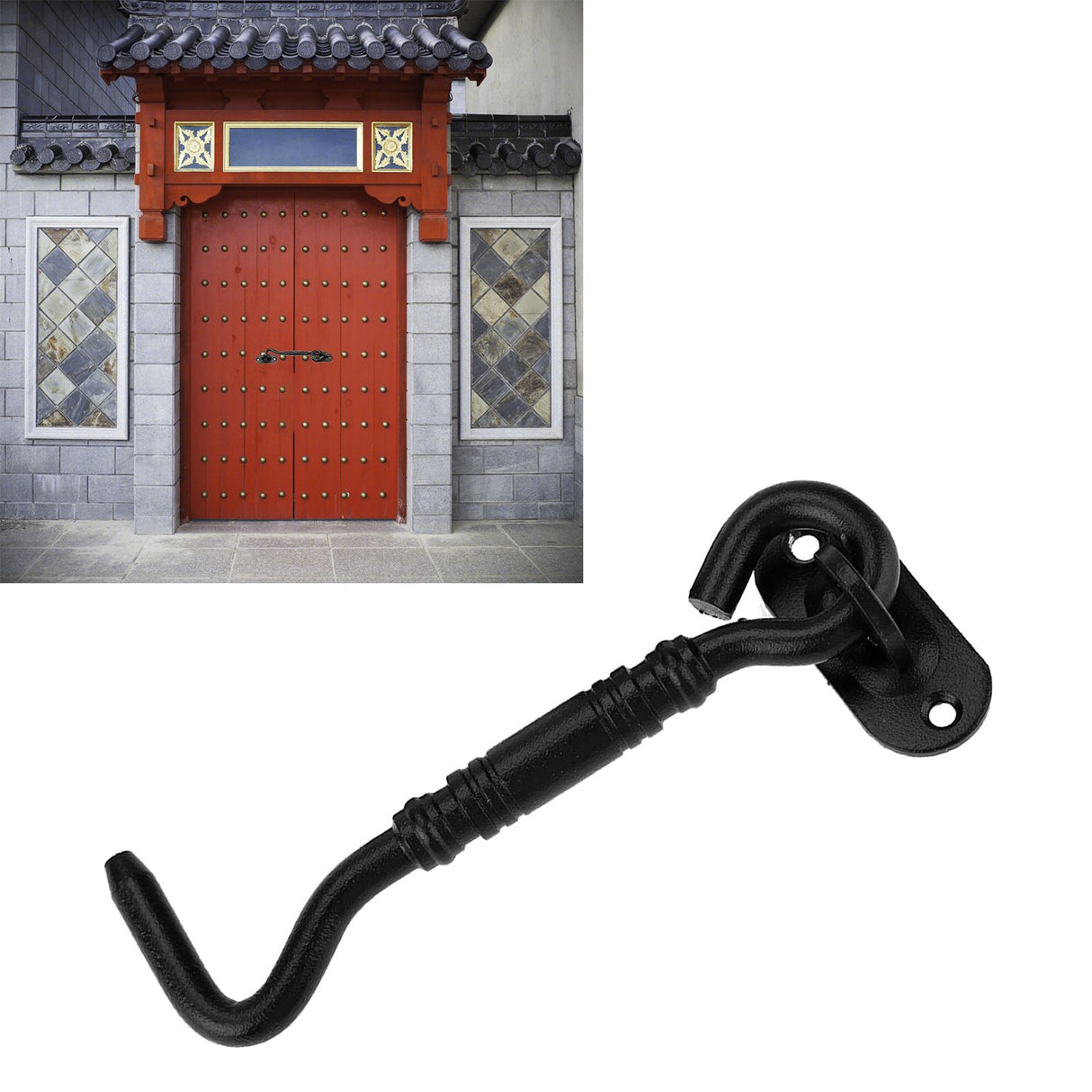 Black Color 201 Stainless Steel Cabin Hook and Eye Latch Lock for Shed Gate Door Window