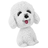Simulation Shaking Head Dog Decor Bobble head Toy Car Interior Dashboard Ornament (White) - Top-Down View