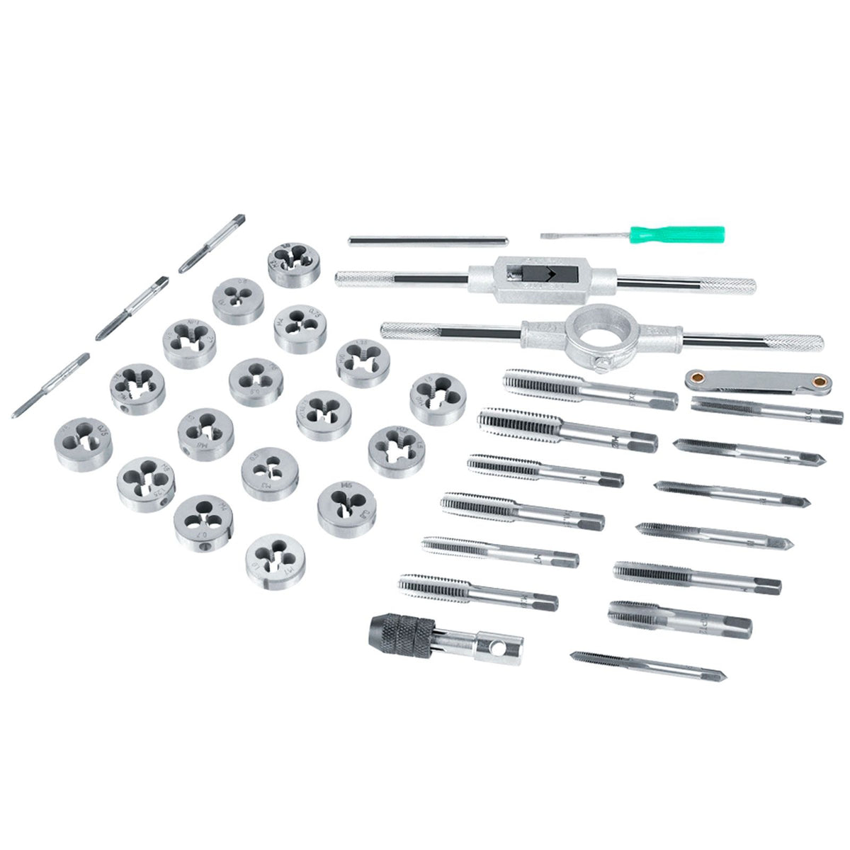 40Pcs M3-M12 Screw Nut Tap and Die Set with Wrenches and Thread Gauge Heavy Duty Hand Tools