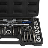40Pcs M3-M12 Screw Nut Tap and Die Set with Wrenches and Thread Gauge Heavy Duty Hand Tools