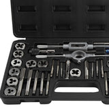 40Pcs M3-M12 Screw Nut Tap and Die Set with Wrenches and Thread Gauge Heavy Duty Hand Tools