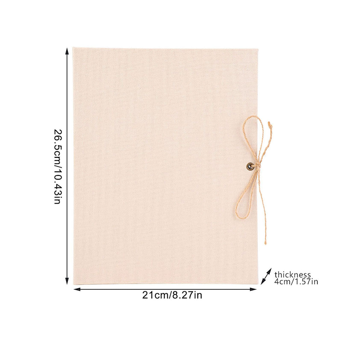 Creative Linen DIY Craft Card Album Scrapbook Simple Loose Leaf with Rope Strap 30 Pages(Beige)