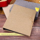 Creative Linen DIY Craft Card Album Scrapbook Simple Loose Leaf with Rope Strap 30 Pages(Brown)