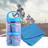 Super Breathable Cooling Effect Towel with Storage Bottle for Sports Gym Workout (Light Blue)