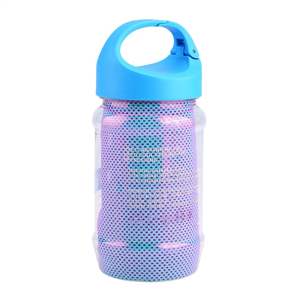 Super Breathable Cooling Effect Towel with Storage Bottle for Sports Gym Workout (Light Blue)
