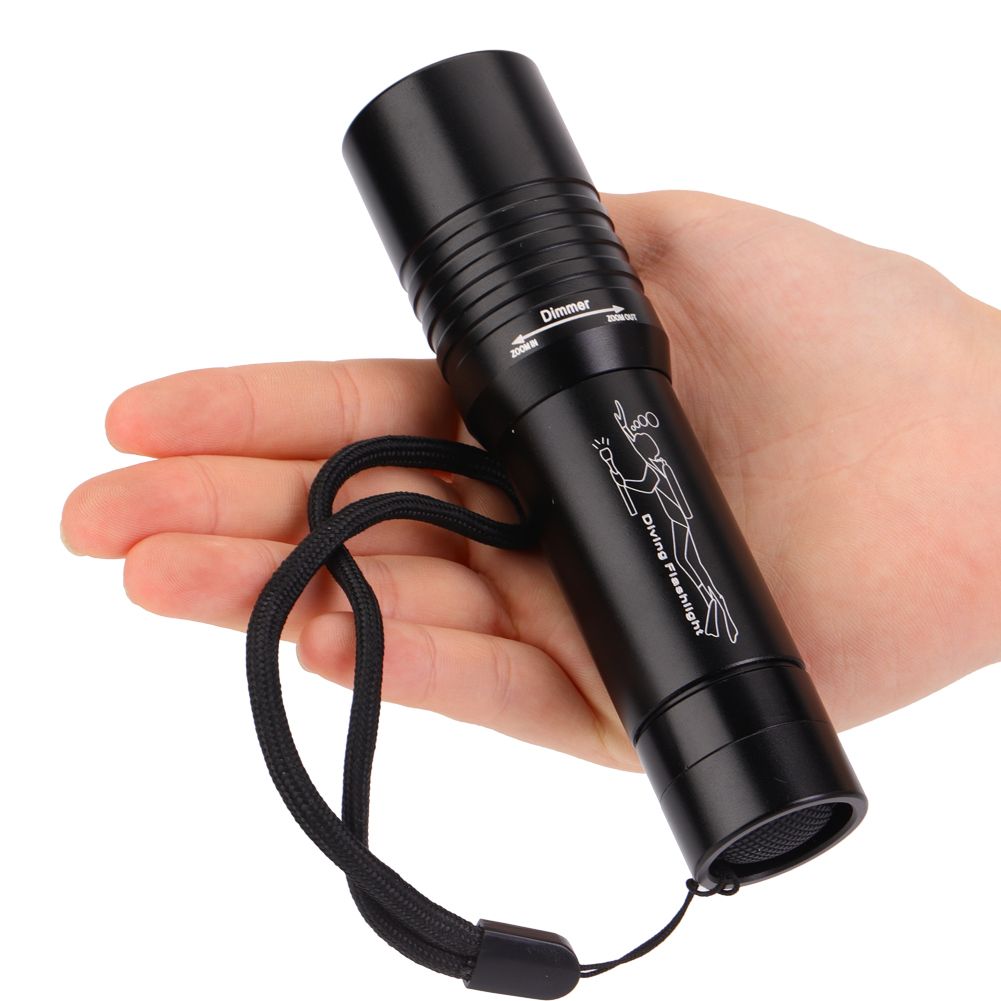 Handheld Zoomable Underwater 1200LM LED Diving Flashlight Waterproof Battery Power