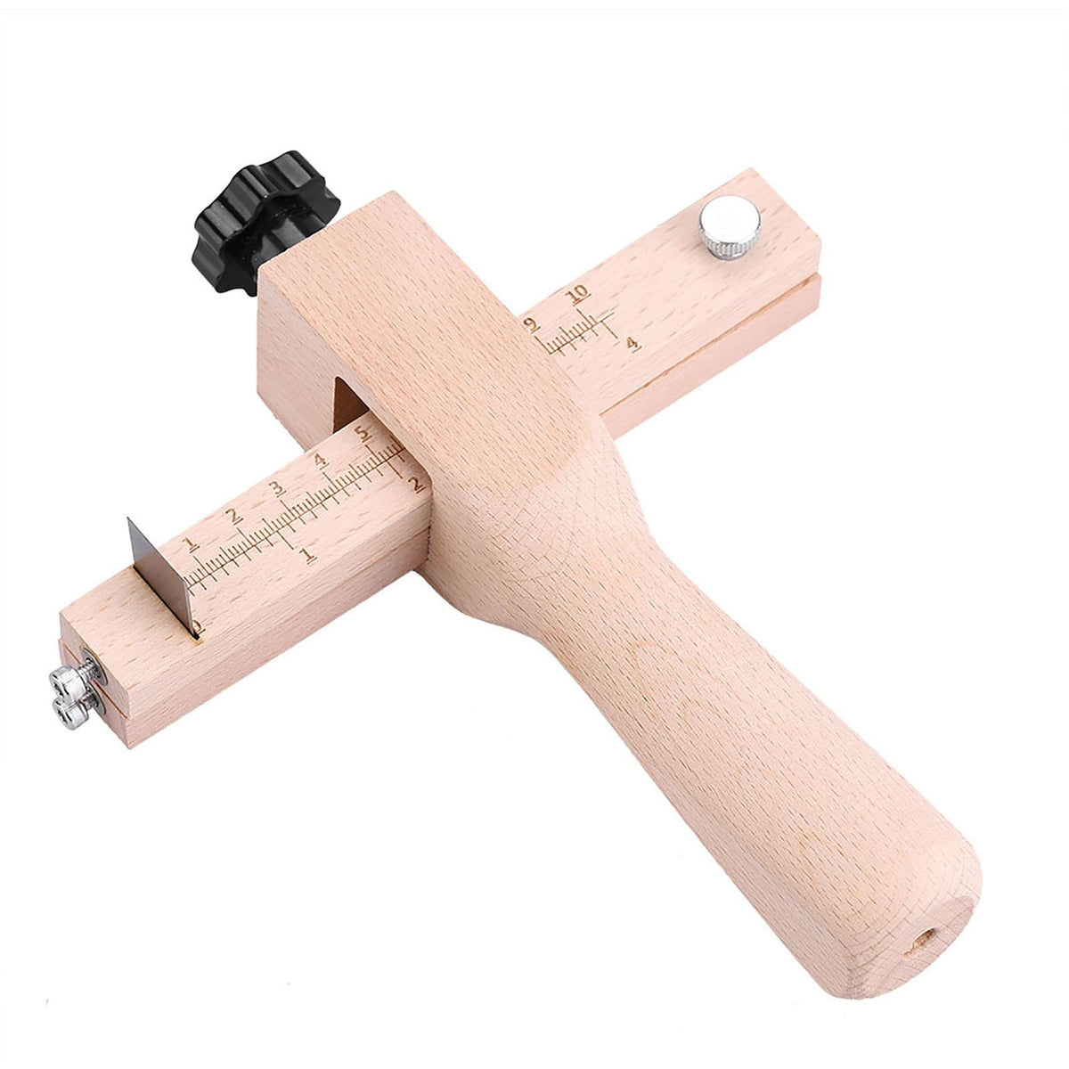Wooden Hand Leather Strip Strap Adjustable Cutting Tool DIY Craft Tools Cutter with 3 Blades