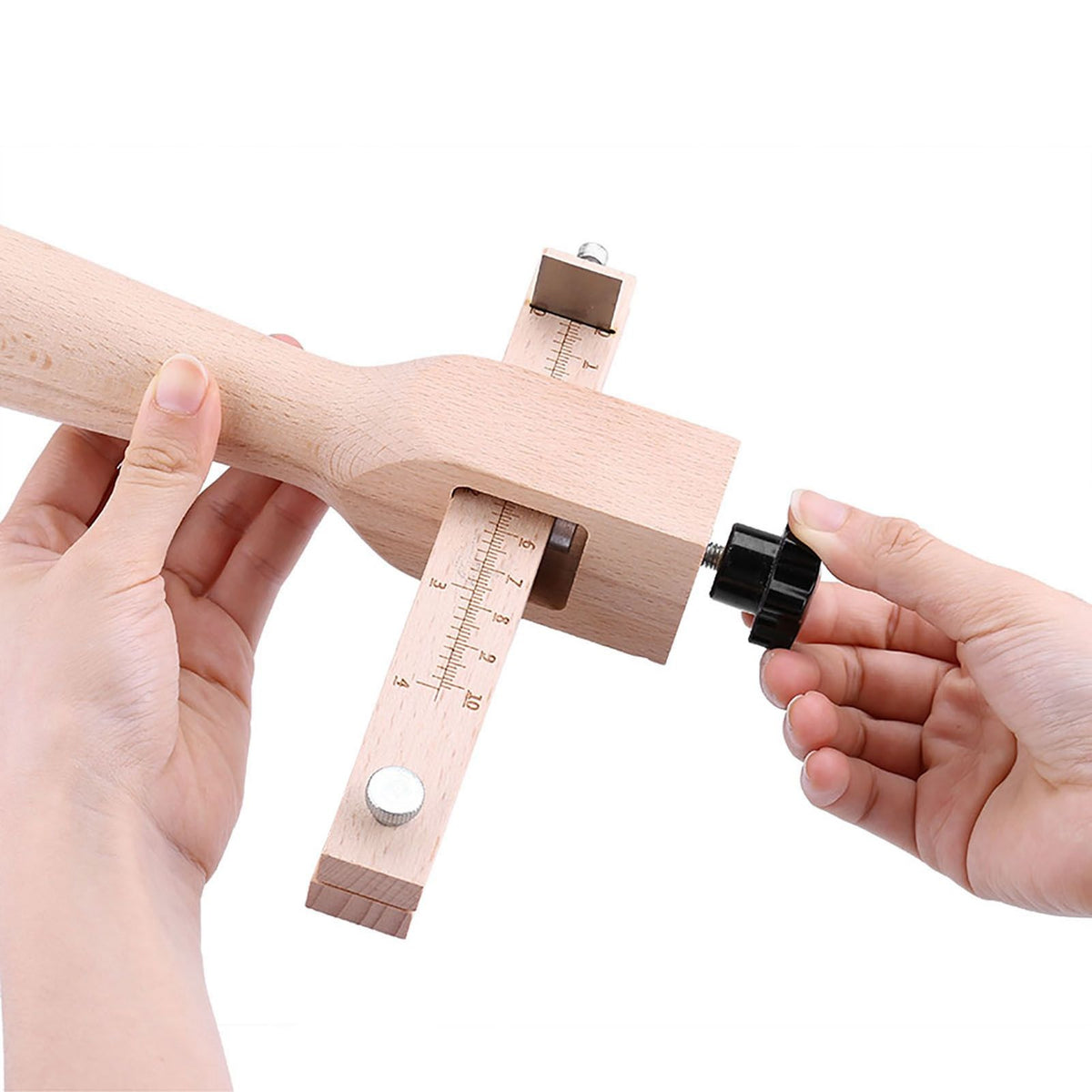 Wooden Hand Leather Strip Strap Adjustable Cutting Tool DIY Craft Tools Cutter with 3 Blades