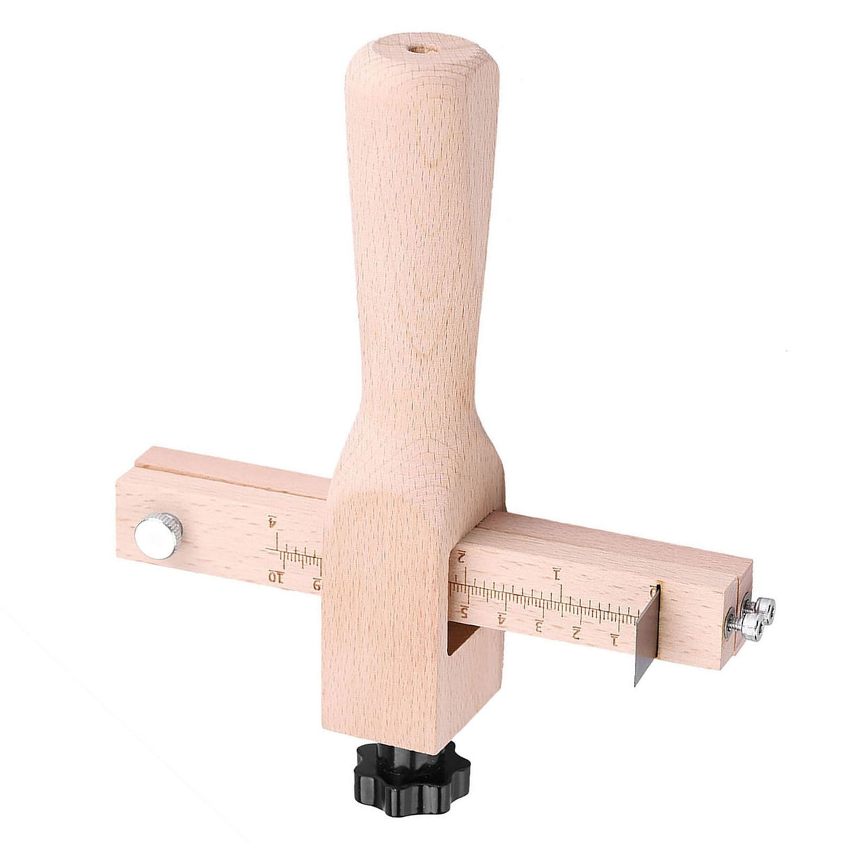 Wooden Hand Leather Strip Strap Adjustable Cutting Tool DIY Craft Tools Cutter with 3 Blades