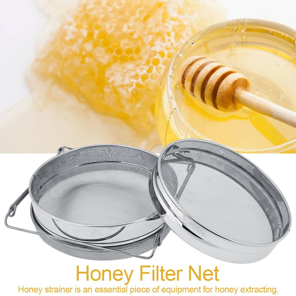 Stainless Steel Beekeeping Double Honey Sieve Strainer Extractor Filter Mesh Screen Equipment