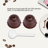 5Pcs Food Grade Pp 304 Stainless Steel Reusable Refillable Coffee Capsule Filter (Brown) - Front View