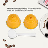 5Pcs Food Grade Pp 304 Stainless Steel Reusable Refillable Coffee Capsule Filter (Yellow) - Front View