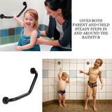 Stainless Steel Curved Shower Tub Safety Grab Bar Towel Rack Wall Mounted Bathroom Handrail