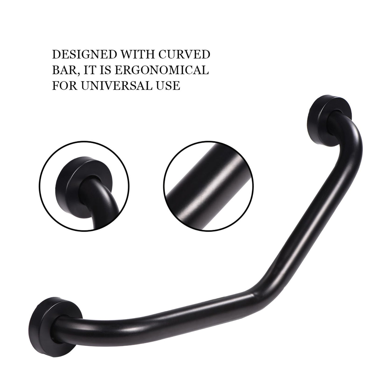 Stainless Steel Curved Shower Tub Safety Grab Bar Towel Rack Wall Mounted Bathroom Handrail