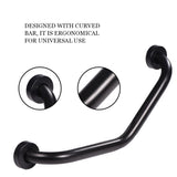 Stainless Steel Curved Shower Tub Safety Grab Bar Towel Rack Wall Mounted Bathroom Handrail - Rear View