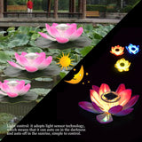Waterproof Solar Power LED Color Changing Lotus Flower Floating Lamp Garden Colorful Pink - Side View