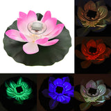 Waterproof Solar Power LED Color Changing Lotus Flower Floating Lamp Garden Colorful Pink - Close-Up Angle
