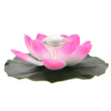 Waterproof Solar Power LED Color Changing Lotus Flower Floating Lamp Garden Colorful Pink - Low Angle