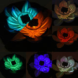 Waterproof Solar Power LED Color Changing Lotus Flower Floating Lamp Garden Colorful Pink - Extra Image