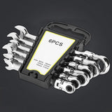 6Pcs Flexible Head Multi functional Ratchet Conination Spanner Wrench 8-17mm Repair Tools Set