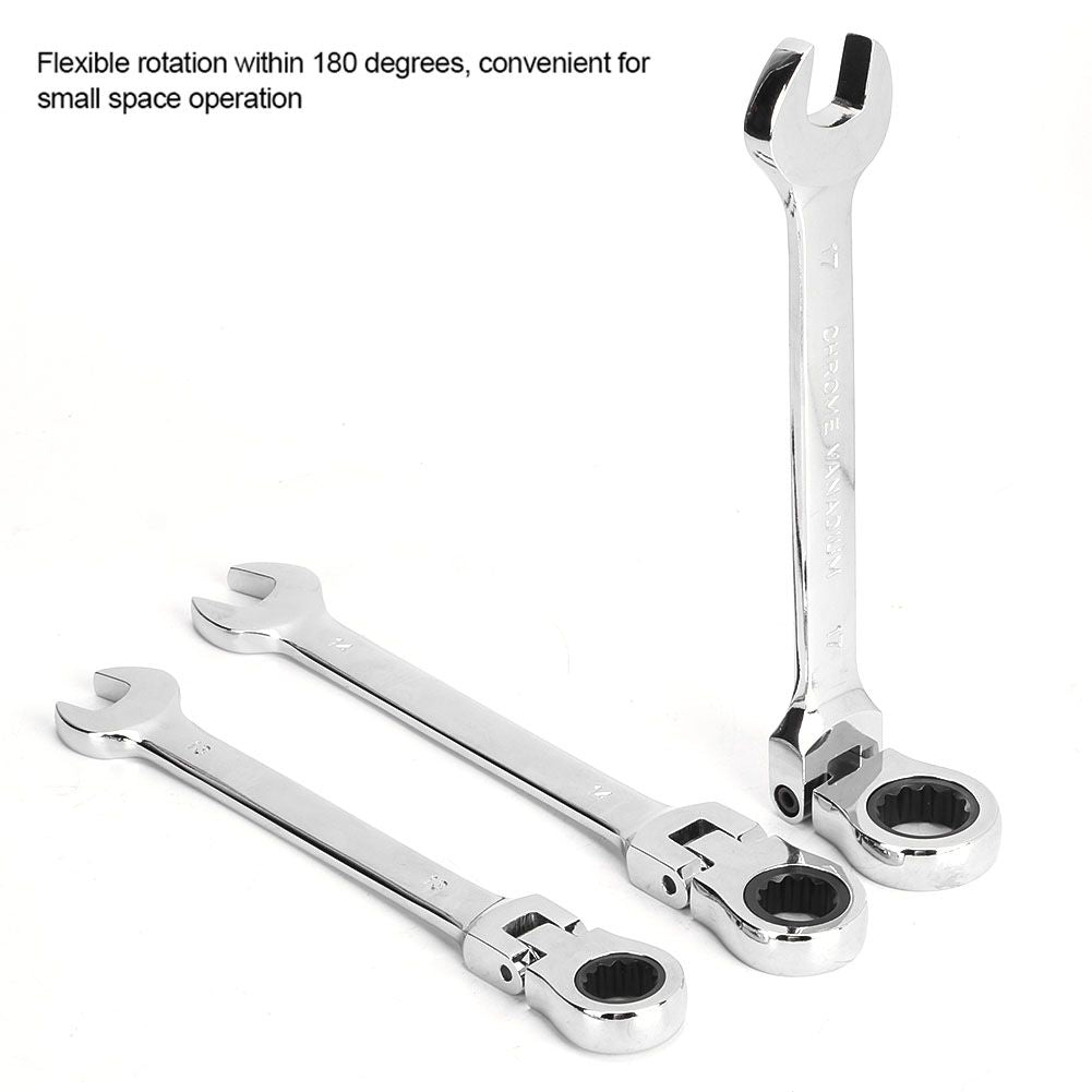 6Pcs Flexible Head Multi functional Ratchet Conination Spanner Wrench 8-17mm Repair Tools Set