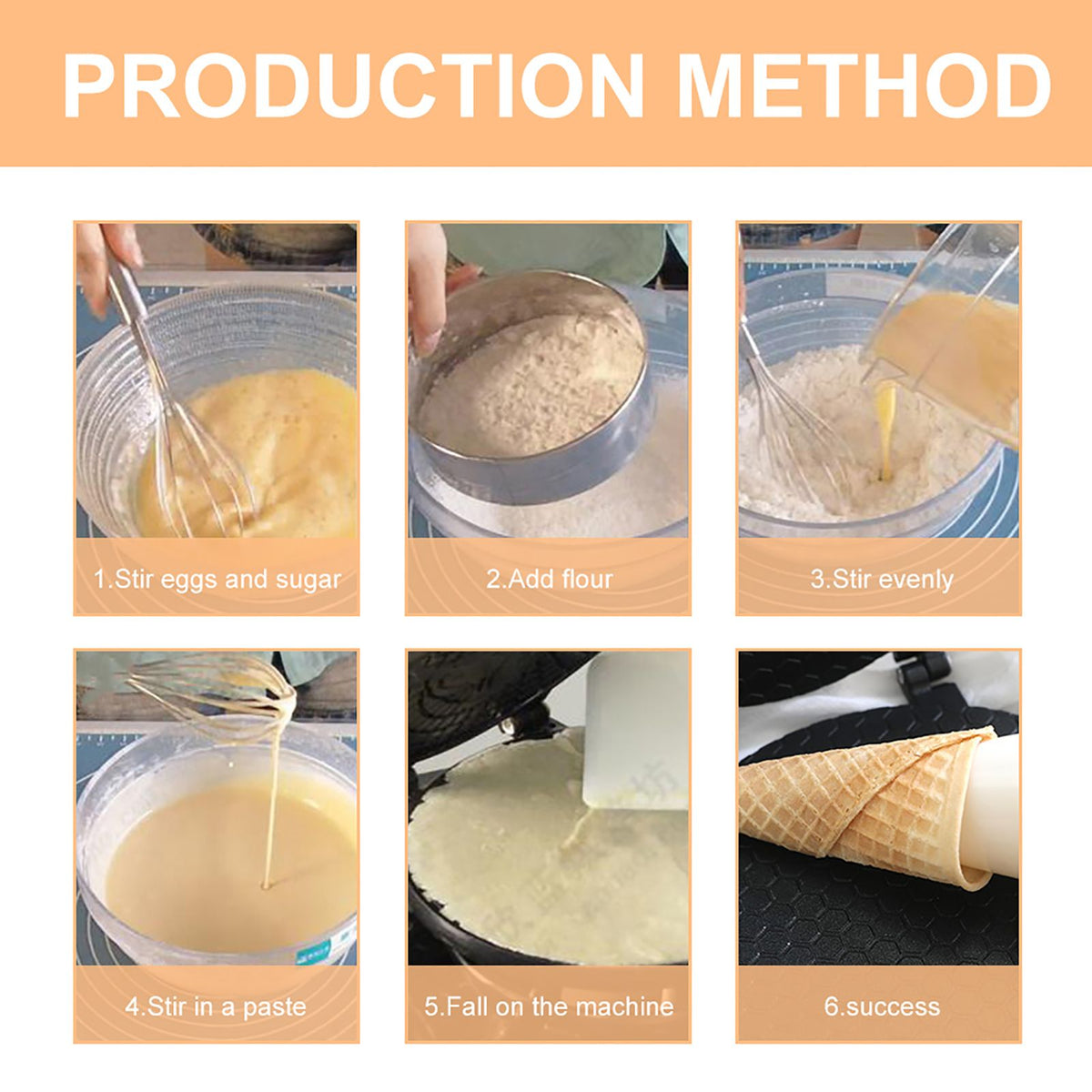 Household Kitchen Gas Nonstick Waffle Cone Making Mold Mould Baker Egg Roll Baking Tool