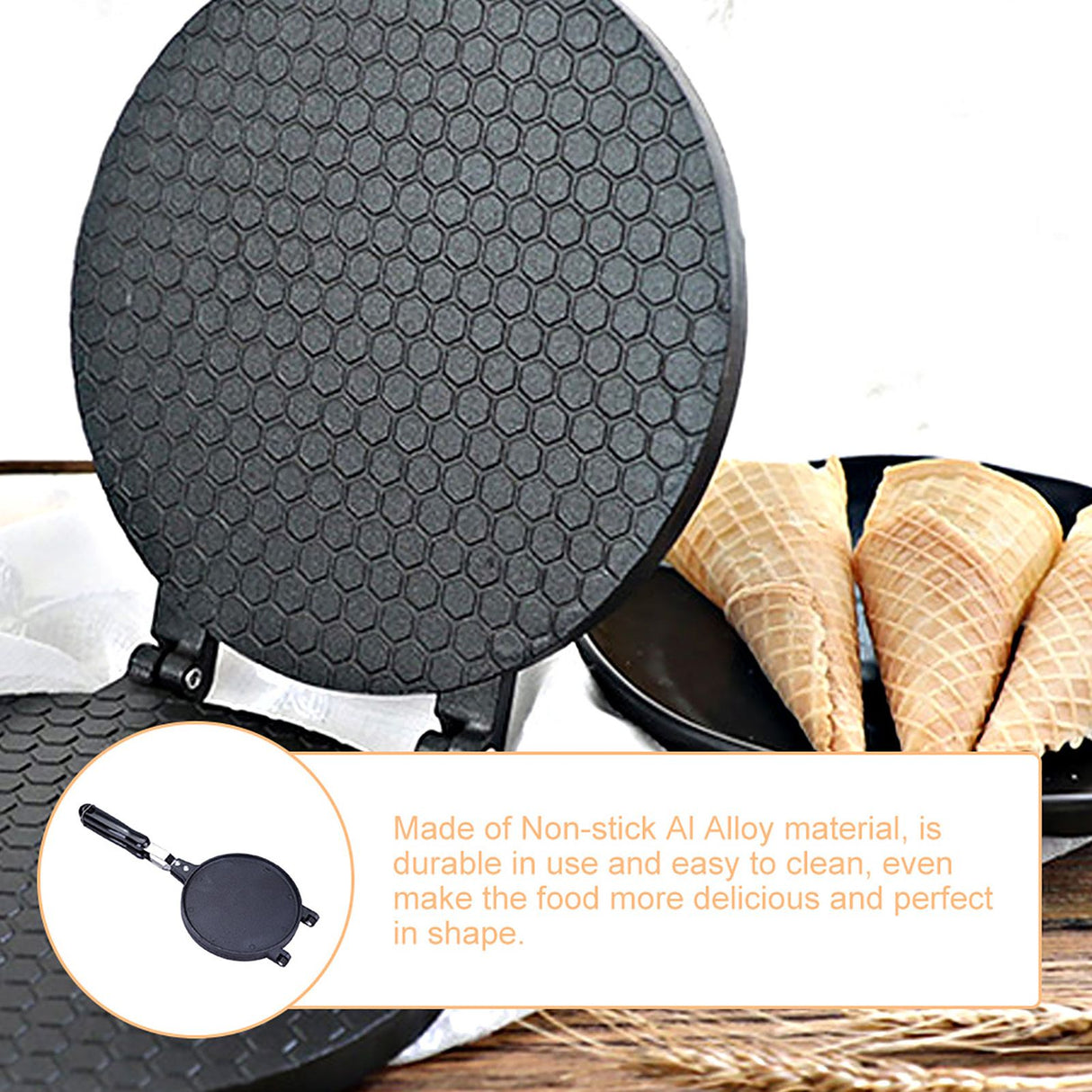 Household Kitchen Gas Nonstick Waffle Cone Making Mold Mould Baker Egg Roll Baking Tool