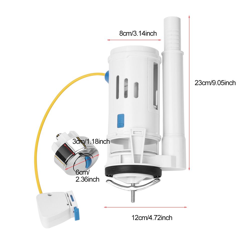 ABS Toilet Fitting Push Button Dual Drain Flush Valve Water Tank Accessory (One Piece Toilet)