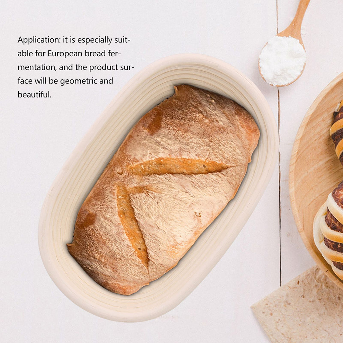 Handmade Unbleached Natural Cane Banneton Proofing Basket Dough Bread Baking Kit 21x13.5x8cm