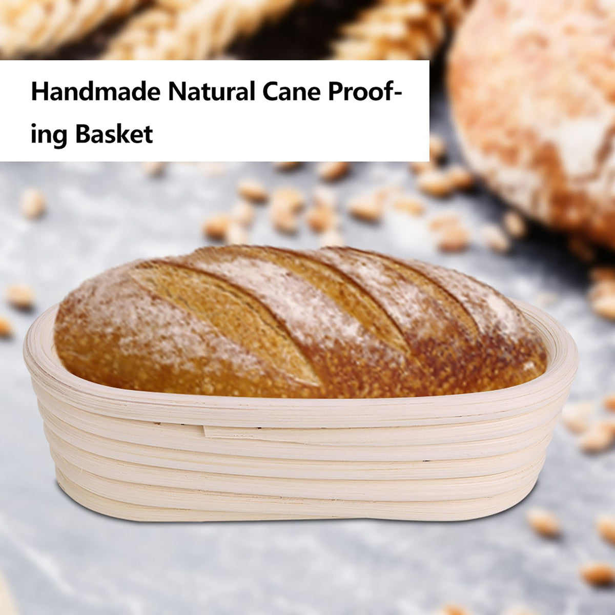 Handmade Unbleached Natural Cane Banneton Proofing Basket Dough Bread Baking Kit 27.5x14x8cm