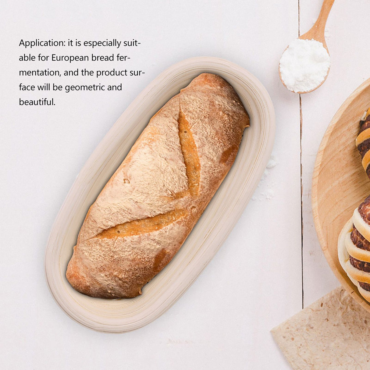 Handmade Unbleached Natural Cane Banneton Proofing Basket Dough Bread Baking Kit 27.5x14x8cm