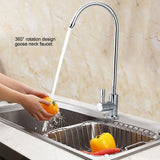 1/4'' zinc alloy Kitchen Sink Faucet Tap Chrome Reverse Osmosis RO Drinking Water Filter - Top-Down View