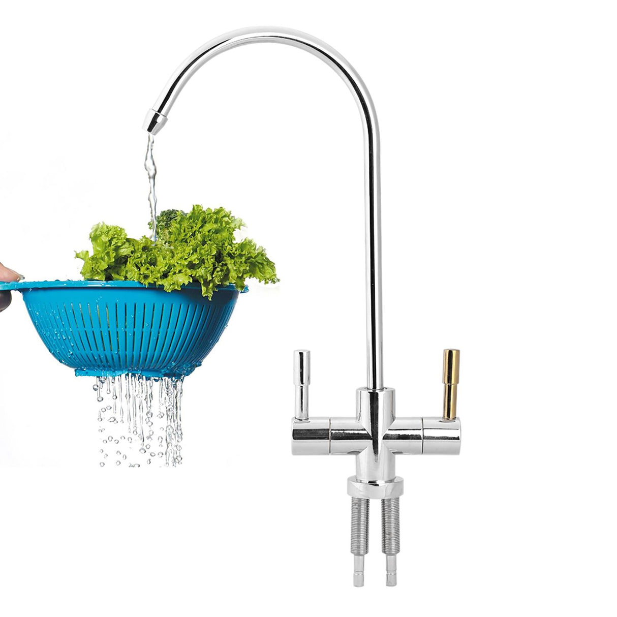1/4'' Double Holes Sink Faucet Tap Chrome Reverse Osmosis RO Drinking Water Filter