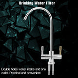 1/4'' Double Holes Sink Faucet Tap Chrome Reverse Osmosis RO Drinking Water Filter - Low Angle