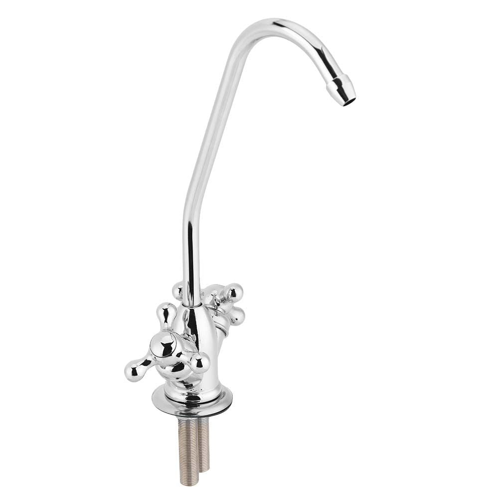1/4'' Zinc Alloy Kitchen Double Head Faucet Tap Chrome Reverse Osmosis RO Drinking Water Filter