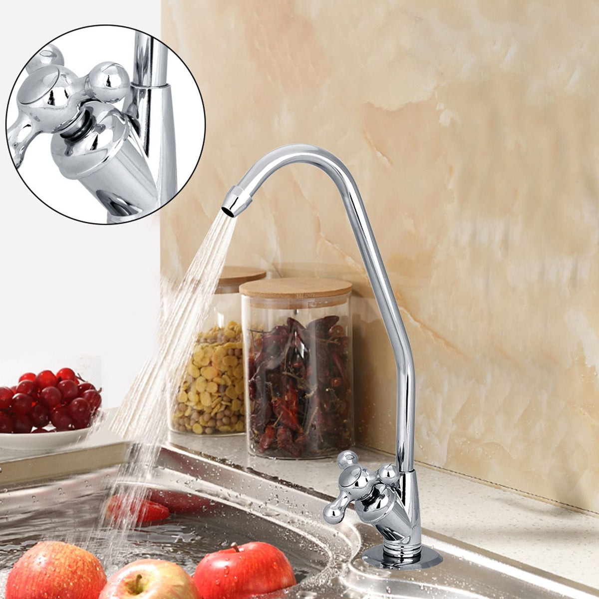 1/4'' Zinc Alloy Kitchen Faucet Tap Chrome Reverse Osmosis RO Drinking Water Filter