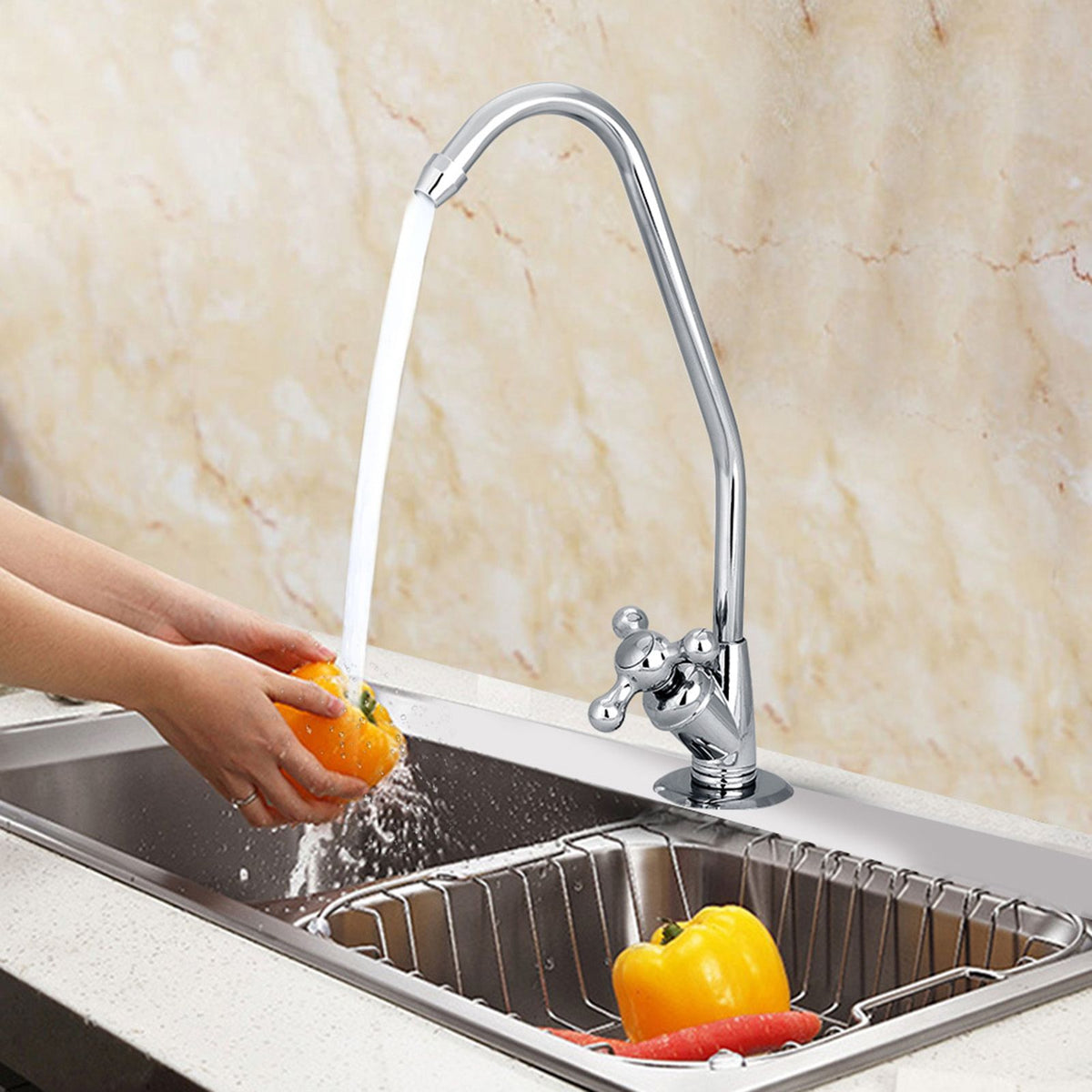 1/4'' Zinc Alloy Kitchen Faucet Tap Chrome Reverse Osmosis RO Drinking Water Filter