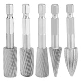 5pcs 1/4inch Hex Shank High Speed Steel Burrs Rotary Files Tools for Aluminum and Iron Hardware - Front View