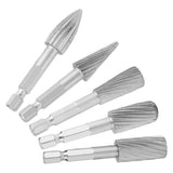 5pcs 1/4inch Hex Shank High Speed Steel Burrs Rotary Files Tools for Aluminum and Iron Hardware - Extra Image