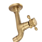 Wall Mounted Vintage Solid Brass Faucet Single Cold Water Tape for Kitchen Sink Mop Pool (Long)
