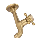 Wall Mounted Vintage Solid Brass Faucet Single Cold Water Tape for Kitchen Sink Mop Pool (Long) - Top-Down View