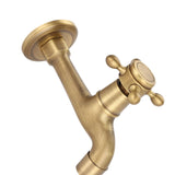 Wall Mounted Vintage Solid Brass Faucet Single Cold Water Tape for Kitchen Sink Mop Pool (Long) - 45-Degree Angle