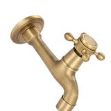 Wall Mounted Vintage Solid Brass Faucet Single Cold Water Tape for Kitchen Sink Mop Pool (Long) - Rear View
