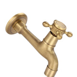 Wall Mounted Vintage Solid Brass Faucet Single Cold Water Tape for Kitchen Sink Mop Pool (Long) - Close-Up Angle