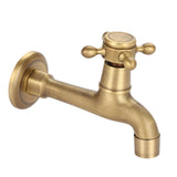 Wall Mounted Vintage Solid Brass Faucet Single Cold Water Tape for Kitchen Sink Mop Pool (Long)
