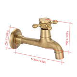 Wall Mounted Vintage Solid Brass Faucet Single Cold Water Tape for Kitchen Sink Mop Pool (Long)