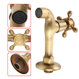 Wall Mounted Vintage Solid Brass Faucet Single Cold Water Tape for Kitchen Sink Mop Pool (Long)