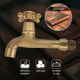 Wall Mounted Vintage Solid Brass Faucet Single Cold Water Tape for Kitchen Sink Mop Pool (Long) - Extra Image