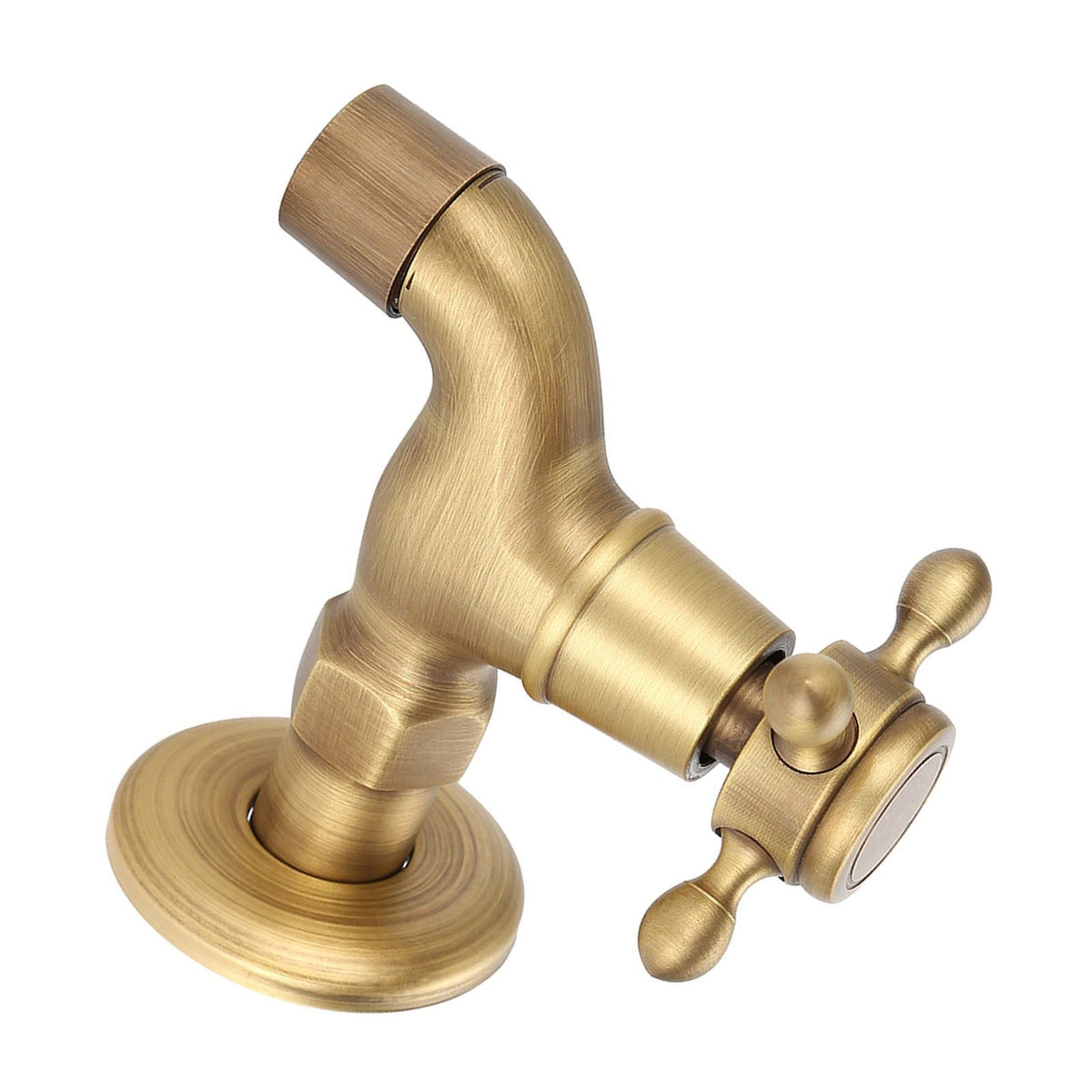 Wall Mounted Vintage Solid Brass Faucet Single Cold Water Tape for Kitchen Sink Mop Pool(Short)